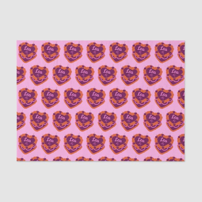 Leo Zodiac Coquette Heart Birthday Cake Tissue Paper (Front)