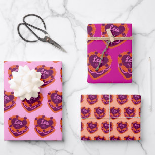 Leo Zodiac Coquette Heart Birthday Cake Wrapping Paper Sheet