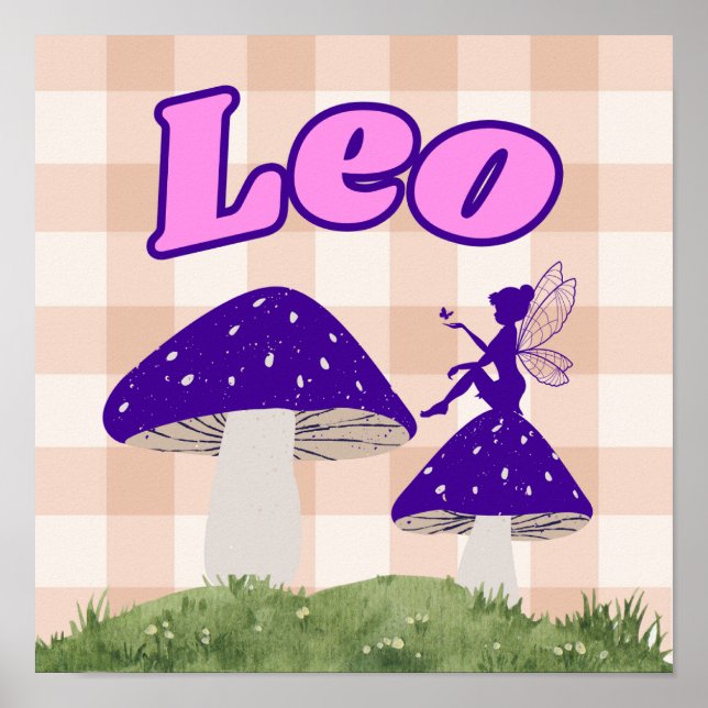Leo Zodiac Cottagecore Fairy Mushroom Poster (Front)