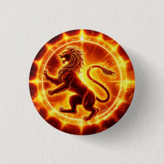 ♌ Leo Zodiac Gift With Fiery Golden Energy 3 Cm Round Badge