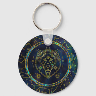 Leo Zodiac Gold Abalone on Constellation Key Ring