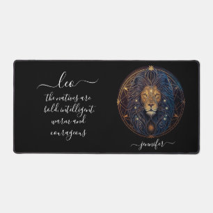 Leo zodiac gold and black desk mat