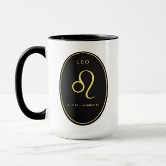Leo Zodiac Gold Oval Emblem Mug | Luxury Astrology
