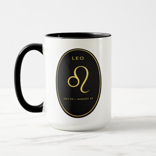 Leo Zodiac Gold Oval Emblem Mug | Luxury Astrology (Left)