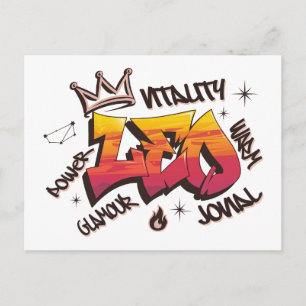 Leo Zodiac Graffiti Postcard