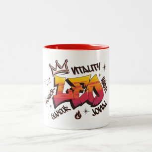 Leo Zodiac Graffiti Urban  Two-Tone Coffee Mug