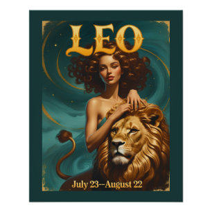 Leo Zodiac July August Birthday Lion Poster