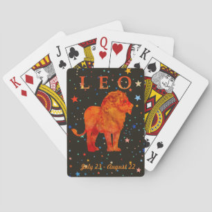 Leo zodiac lion colourful stars  playing cards