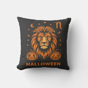 Leo Zodiac Lion Halloween Pumpkins Spooky Cushion