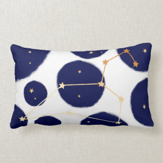 Leo Zodiac Navy Polka Dot & Gold Design Lumbar Cushion