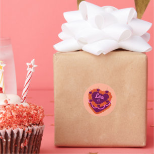 Leo Zodiac Pastel Heart Birthday Cake Classic Round Sticker