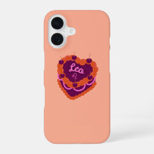 Leo Zodiac Pastel Heart Birthday Cake iPhone 16 Case