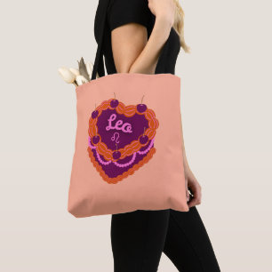 Leo Zodiac Pastel Heart Birthday Cake Tote Bag