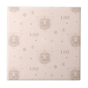 Leo Zodiac Pattern in Brown and Burgundy Ceramic Tile