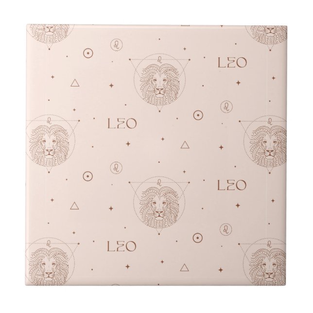 Leo Zodiac Pattern in Brown and Burgundy Ceramic Tile (Front)