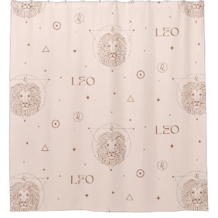 Leo Zodiac Pattern in Brown and Burgundy Shower Curtain