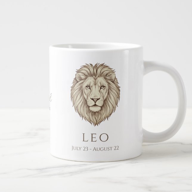 Leo Zodiac Personalized Name & Birth Date Large Coffee Mug (Right)