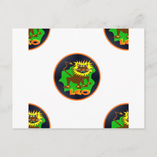 leo zodiac postcard