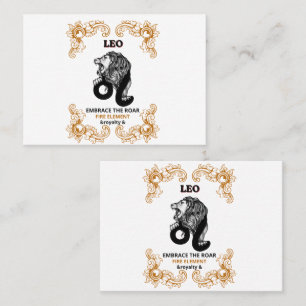 Leo Zodiac Royalty Embrace the Roar Fire Element Business Card