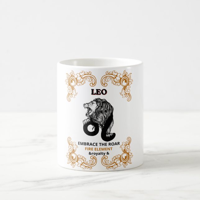 Leo Zodiac Royalty | Embrace the Roar Fire Element Coffee Mug (Center)