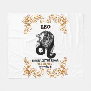 Leo Zodiac Royalty Embrace the Roar Fire Element Fleece Blanket