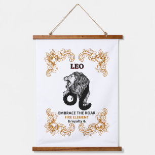 Leo Zodiac Royalty   Embrace the Roar Fire Element Hanging Tapestry