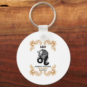 Leo Zodiac Royalty Embrace the Roar Fire Element Key Ring
