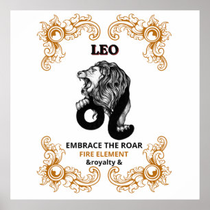 Leo Zodiac Royalty   Embrace the Roar Fire Element Poster