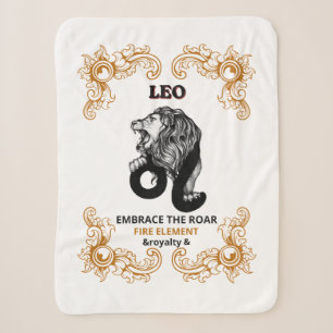 Leo Zodiac Royalty Embrace the Roar Fire Element Sherpa Blanket