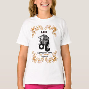 Leo Zodiac Royalty Embrace the Roar Fire Element T-Shirt