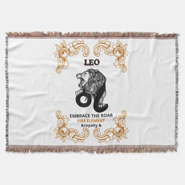 Leo Zodiac Royalty | Embrace the Roar Fire Element Throw Blanket (Front)
