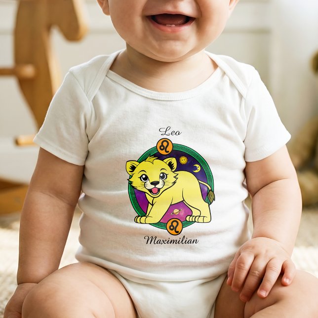 Leo Zodiac Sign Astrology Cartoon Horoscope Baby Bodysuit (Creator Uploaded)