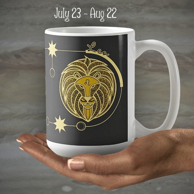 Leo Zodiac Sign Astrology Mandala Yellow White Coffee Mug (Creator Uploaded)