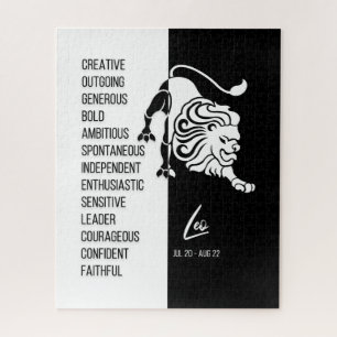 Leo Zodiac Sign, Black & White Jigsaw Puzzle