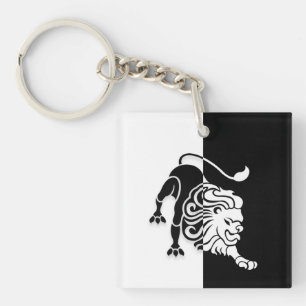 Leo Zodiac Sign, Black & White Keychain