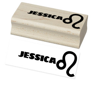 Leo Zodiac Sign Cool Personalised Name Text Word Rubber Stamp