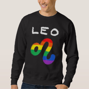Leo Zodiac Sign Gay Lesbian Lgbt Pride Rainbow Fla Sweatshirt