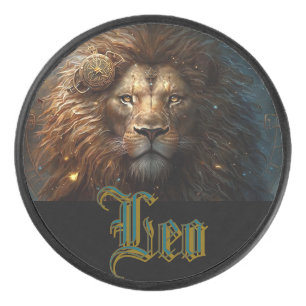 Leo Zodiac Sign Hockey Puck