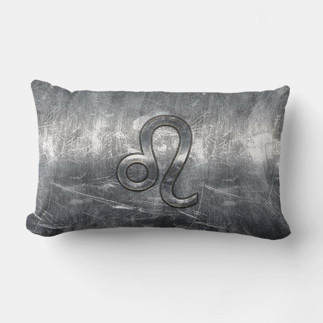 Leo Zodiac Sign in Grunge Distressed Decor Lumbar Cushion (Front)