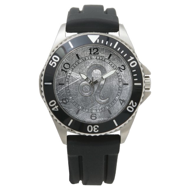 Leo Zodiac Sign in Grunge Distressed Dial Watch (Front)