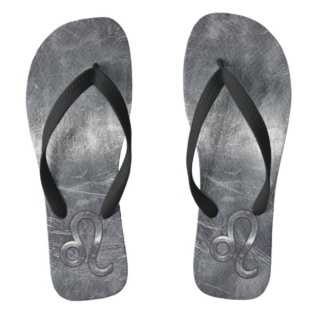 Leo Zodiac Sign in Industrial Style Thongs (Footbed)