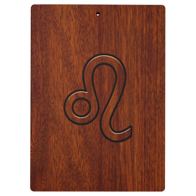 Leo Zodiac Sign in Mahogany wood style Clipboard (Back)