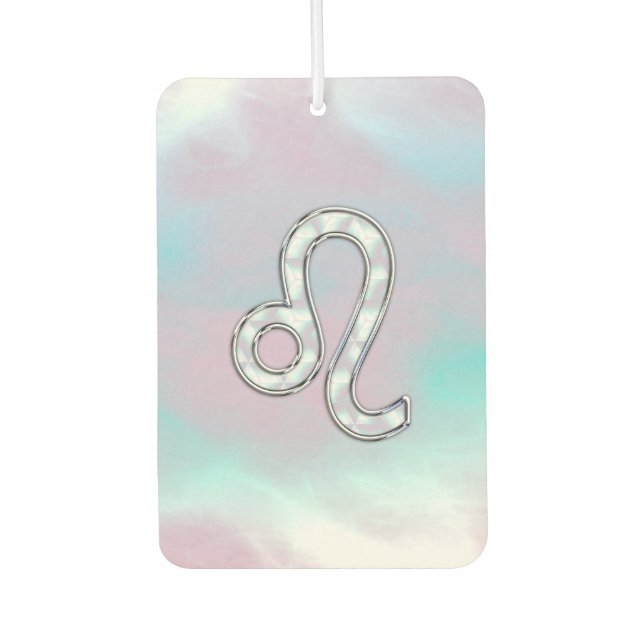 Leo Zodiac Sign in Mother of Pearl Style Print Car Air Freshener (Front)