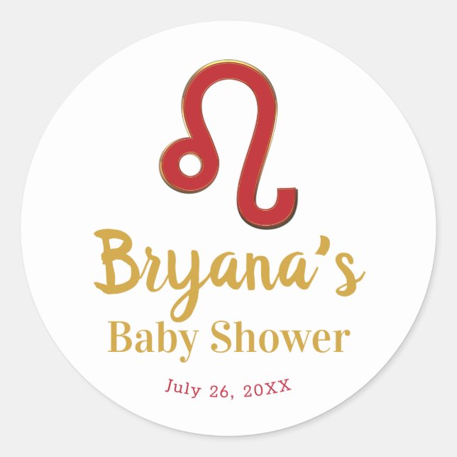 LEO Zodiac Sign July August Astrology Baby Shower  Classic Round Sticker (Front)