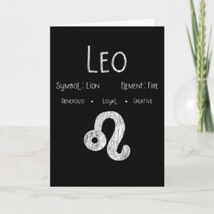 Leo Zodiac Sign Lion Fire Astrology Birthday Gift Card