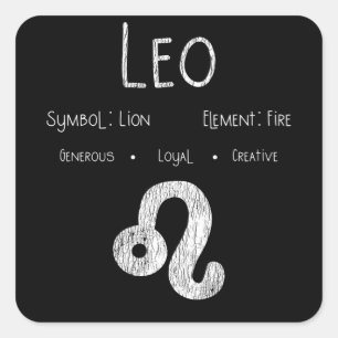 Leo Zodiac Sign Lion Fire Astrology Birthday Gift Square Sticker