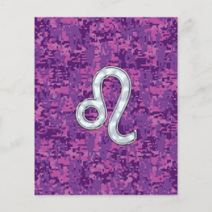 Leo Zodiac Sign on Fuchsia Digital Camouflage Flyer