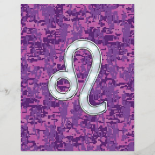 Leo Zodiac Sign on Fuchsia Digital Camouflage Flyer