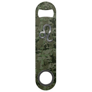Leo Zodiac Sign on Green Digital Camo