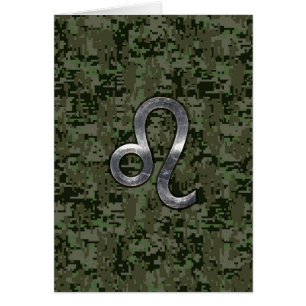 Leo Zodiac Sign on Green Digital Camouflage